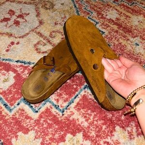 birkenstock clogs, mustard color